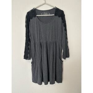 Soma Size Large Soft Jersey Lace Trim Empire Tunic Top with Pockets Stretchy